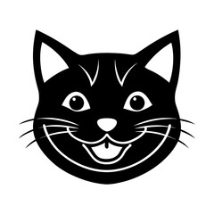 smiling cat face vector 
