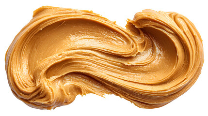 creamy peanut butter swirl texture smear isolated on white