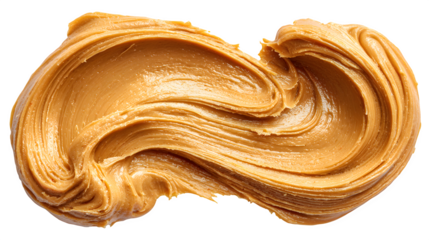 creamy peanut butter swirl texture smear isolated on white