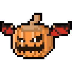 Cartoon Pixel Devil Pumpkin Character