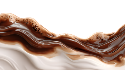 HD realistic liquid coffee late macchiato cream wave isolated on white or white png