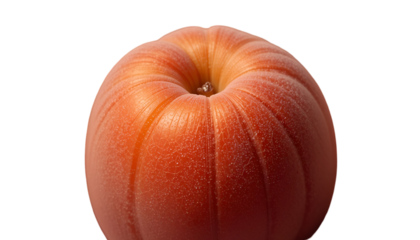 Closeup of a ripe apricot isolated on transparent background, showcasing its texture