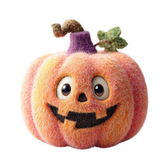 Fluffy Halloween Happy cartoon pumpkin on a black background.