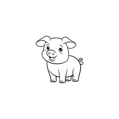 Adorable Cartoon Pig Illustration Perfect for Coloring Pages and Kids' Projects