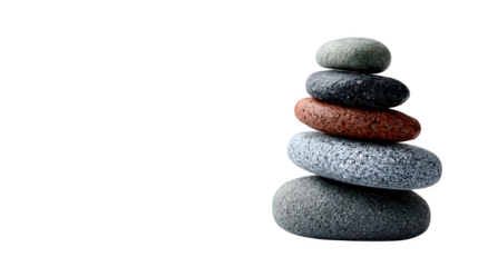 zen stones stacked in balance isolated on white