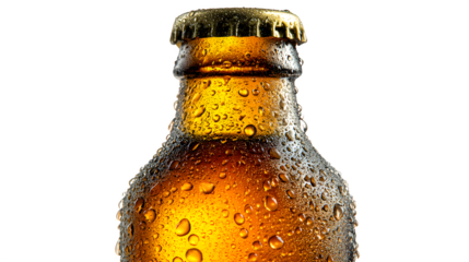 cold beer bottle with condensation isolated on white