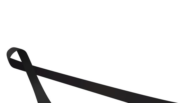 Black ribbon collection for mourning awareness memorial symbol on transparent background
