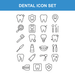 Dental Health Icon Set Including Tooth Care and Dentist Tools