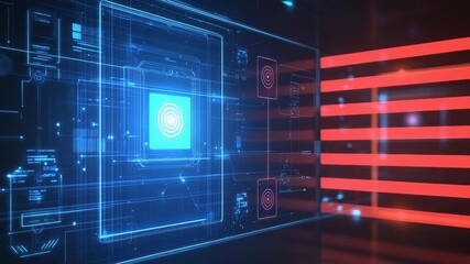 Futuristic interface showing data flow and processing information - Powered by Adobe
