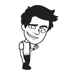 Handsome Man Black and White Illustration Vector Image Male Portrait Fashion Sketch Line Art Design