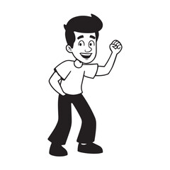 Obraz premium Handsome Man Black and White Illustration Vector Image Male Portrait Fashion Sketch Line Art Design