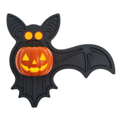 Fototapeta premium Spooky Halloween Bat Decoration with glowing pumpkin, perfect for festive seasonal fun
