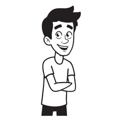 Handsome Man Black and White Illustration Vector Image Male Portrait Fashion Sketch Line Art Design