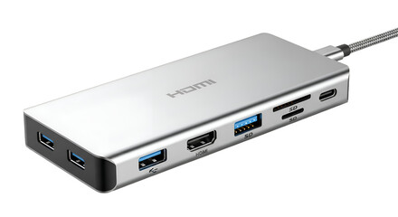 USB-C Hub Expands Ports;  Adds HDMI, USB, SD Card Readers; Improves Connectivity.