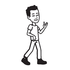 Handsome Man Black and White Illustration Vector Image Male Portrait Fashion Sketch Line Art Design