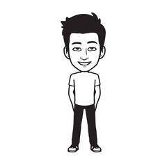 Handsome Man Black and White Illustration Vector Image Male Portrait Fashion Sketch Line Art Design