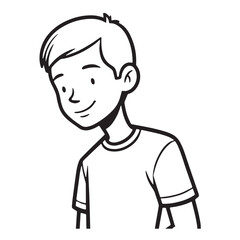 Handsome Man Black and White Illustration Vector Image Male Portrait Fashion Sketch Line Art Design	