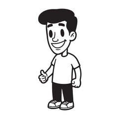 Handsome Man Black and White Illustration Vector Image Male Portrait Fashion Sketch Line Art Design	