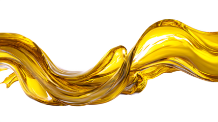 flowing golden liquid wave with oil texture isolated on white