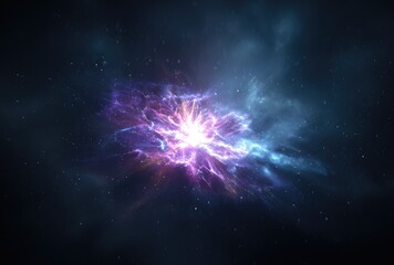 Fototapeta premium Vivid celestial explosion with bright center, swirling nebula, and deep space backdrop