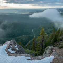 mountain landscape with fog