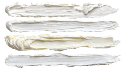 various smears of white milk cream or yogurt texture isolated on white