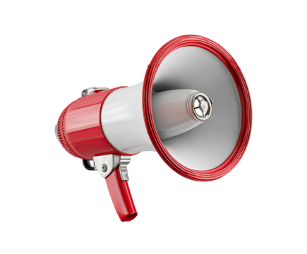 Red and white megaphone, angled view (7)