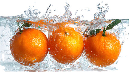 oranges splashing in water isolated on white background