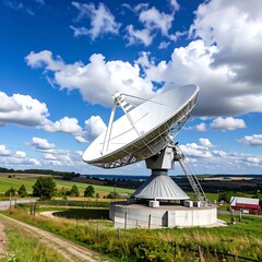 Large satellite dish in a field