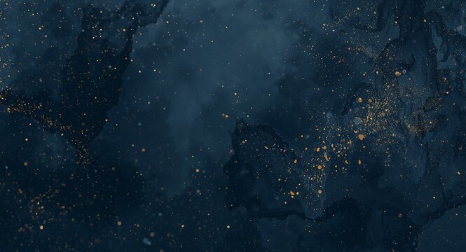Abstract Midnight Bloom. Glimmering Particles on a Dark, Textured Canvas.