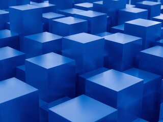 Obraz premium Azure Abstraction. A Sea of Cubes and Varying Heights, Interlocking Forms.
