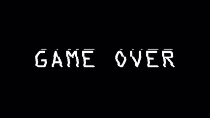 game over glitch on a black background, evoking retro arcade, cyberpunk, and digital error aesthetics.
 - Powered by Adobe