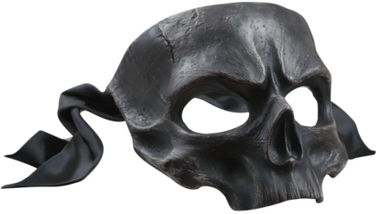 HD realistic scary Halloween black death mask isolated on white png