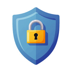 Blue Shield with Yellow Padlock Security Icon.
