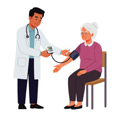 Fototapeta premium Doctor checking elderly womans blood pressure.