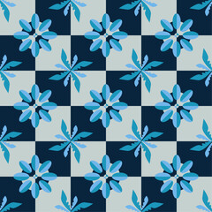 seamless pattern with soft blue ornament