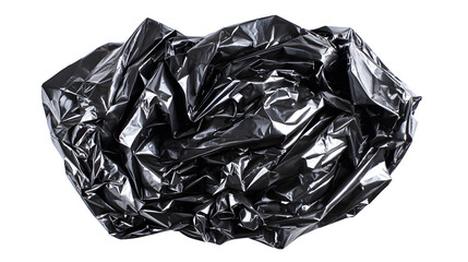 top view of black plastic wrap foil isolated on white
