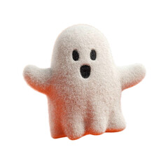 Fuzzy Ghost Spooky cute apparition floats against a dark backdrop.