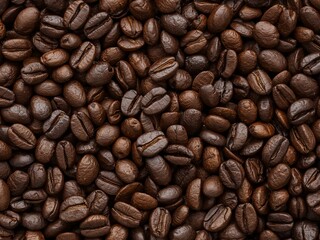 Naklejka premium Coffee Beans Harmony. A Dense Pile of Textured Brown Elements, Natural Pattern