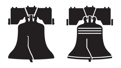 Liberty Bell silhouette set, Philadelphia historic American independence symbol