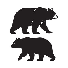 American Black Bear silhouette set vector