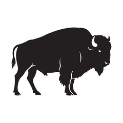 American Bison silhouette vector, buffalo wildlife animal illustration