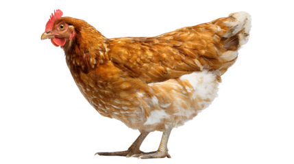 single hen chicken standing isolated on white