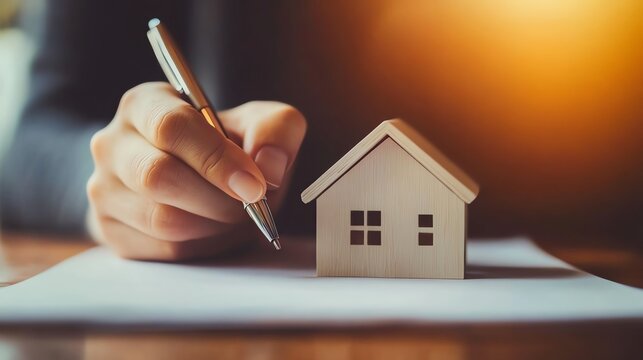 Signing documents for a real estate deal.