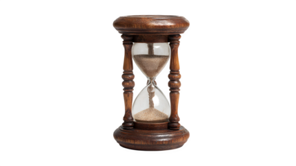 vintage wooden hourglass isolated on white