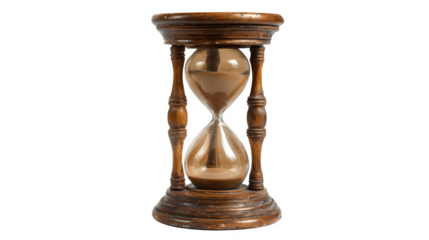 vintage wooden hourglass isolated on white