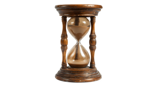 vintage wooden hourglass isolated on white