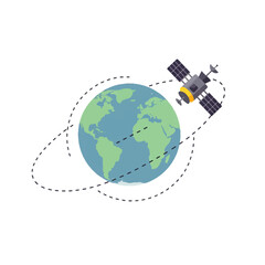 Satellite Orbiting Planet Earth in Space.