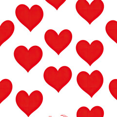 A repeating pattern of vibrant red hearts against a black background.  Each heart is slightly different, showing a subtle shading and outline