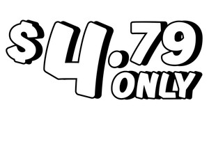 Promotional price text showing $4.79 Only in bold white on transparent background. Perfect for advertising, sale banners, product promotion, discount labels, retail marketing, and e-commerce design
